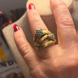 Pilgrim Gold Ring with Green Star & Heart Accents 7